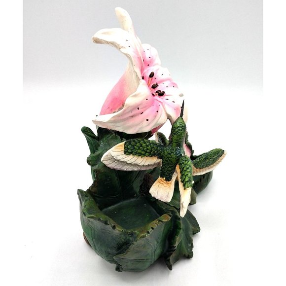 Hummingbird Votive Candle Holder Floral Marked DWK 2010 on back 6 Inches Tall - Picture 14 of 14